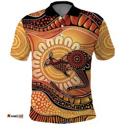 Indigenous Kangaroo Australia Polo Shirt Australian Aboriginal Art Proud LT14