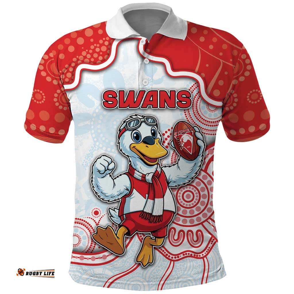 Custom Swans Football Polo Shirt Aboriginal Dot Art Pattern DT05