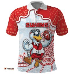 Custom Swans Football Polo Shirt Aboriginal Dot Art Pattern DT05