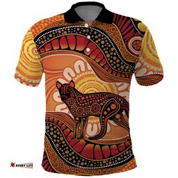Indigenous Dingo Australia Polo Shirt Australian Aboriginal Art Proud LT14