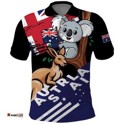 Personalised Australia Kangaroo Koala Together Polo Shirt Special Edition LT01
