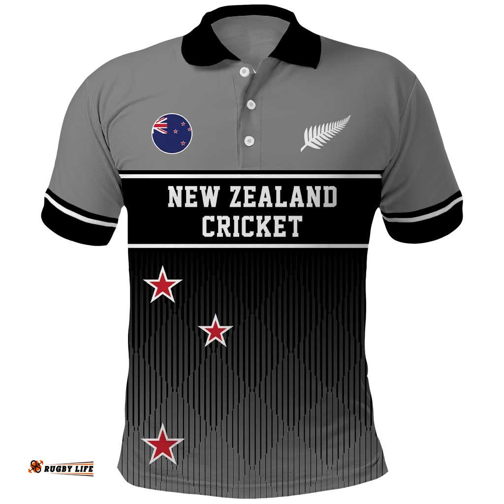 Custom New Zealand Cricket Polo Shirt Black Cap Unbeatable LT05