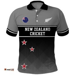 Custom New Zealand Cricket Polo Shirt Black Cap Unbeatable LT05