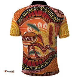 Indigenous Emu Australia Polo Shirt Australian Bottlebrushes Aboriginal Art Proud LT14