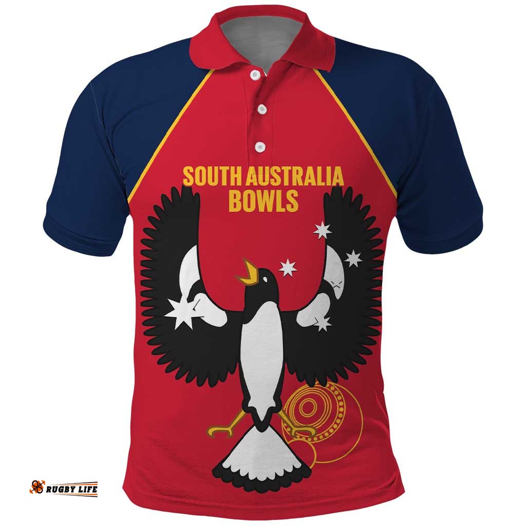 Custom South Australia Bowls Polo Shirt Go Champions SA Piping Shrike LT14