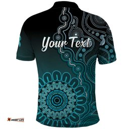 Personalised Ovarian Cancer Awareness Polo Shirt Teal Ribbon Aboriginal Art LT05