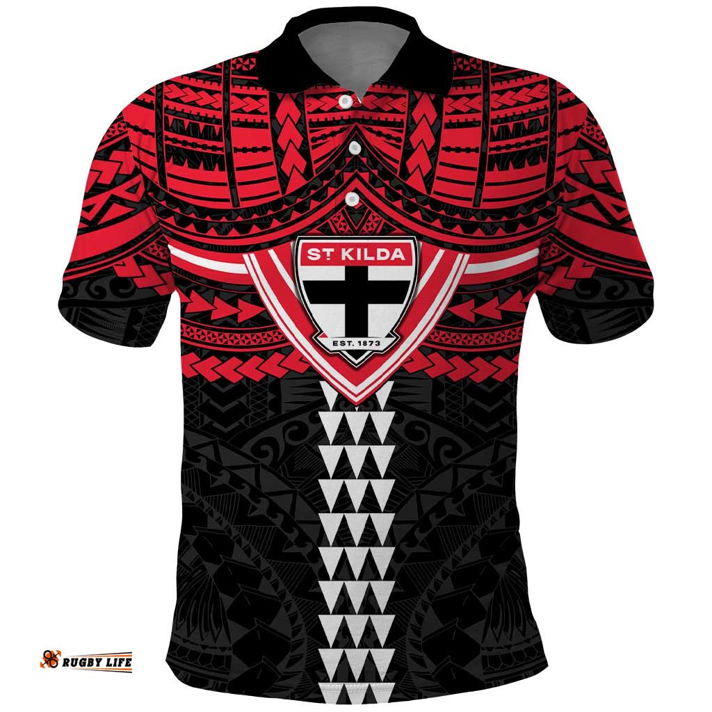 Personalized St Kilda Saints Polo Shirt Polynesian Tribal Pattern Heritage Football TS04
