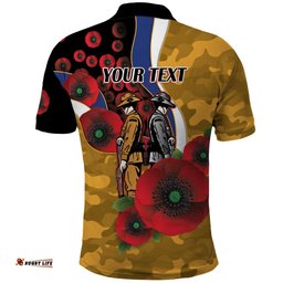 West Eagles ANZAC Personalised Polo Shirt Lest We Forget Poppy Camo LT9