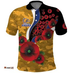 West Eagles ANZAC Personalised Polo Shirt Lest We Forget Poppy Camo LT9