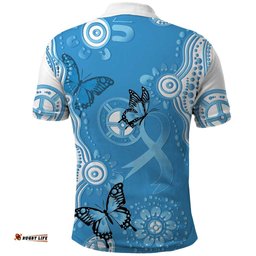 World Diabetes Day Australia Polo Shirt Blue Ribbon Butterfly Aboriginal Art LT14