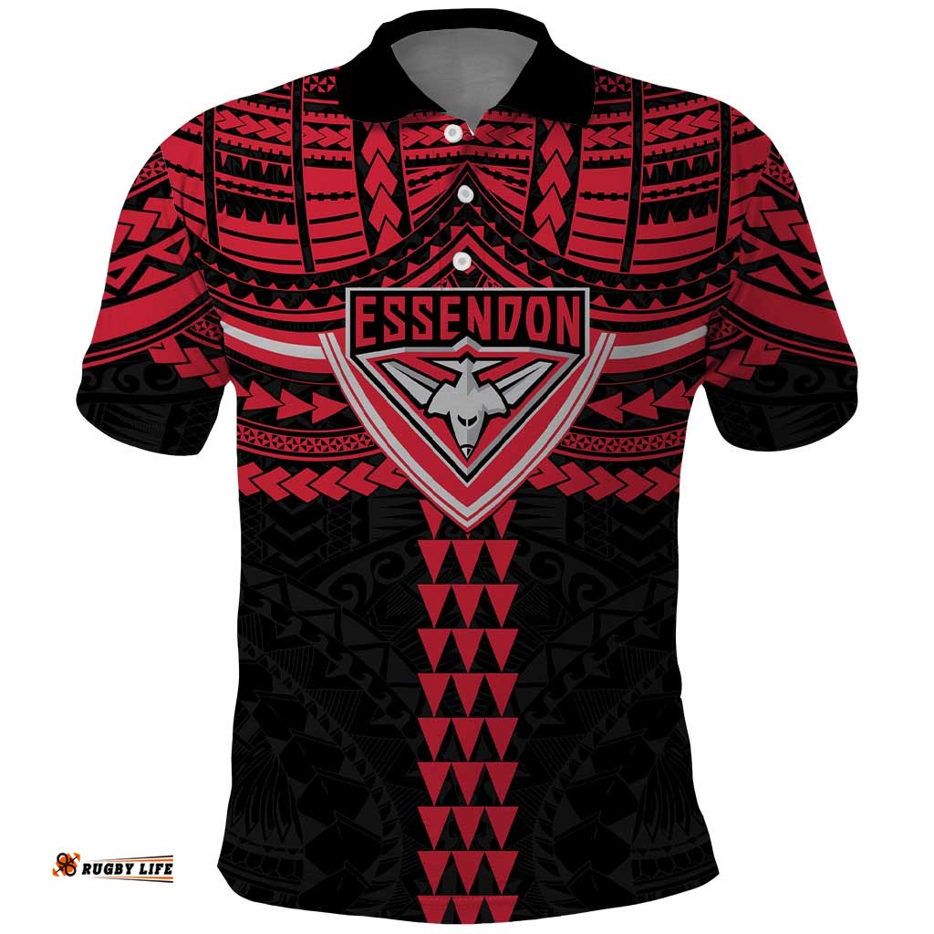 Personalized Essendon Bombers Polo Shirt Polynesian Tribal Pattern Heritage Football TS04