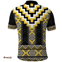 Yellow Taniko Aotearoa Polo Shirt Niho Taniwha Mix Poutama LT14