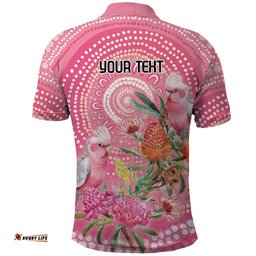 Personalized Pink Galah Aboriginal Dot Art Polo Shirt Australias Breast Cancer Awareness LT9