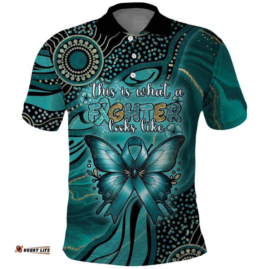 Personalised Ovarian Cancer Awareness Polo Shirt This Is What A Fighter Looks Like DT05