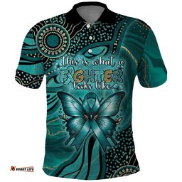 Personalised Ovarian Cancer Awareness Polo Shirt This Is What A Fighter Looks Like DT05
