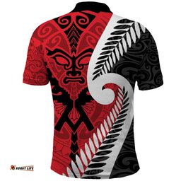 Silver Fern Koru Swirls with Maori Ta Moko Polo Shirt LT9