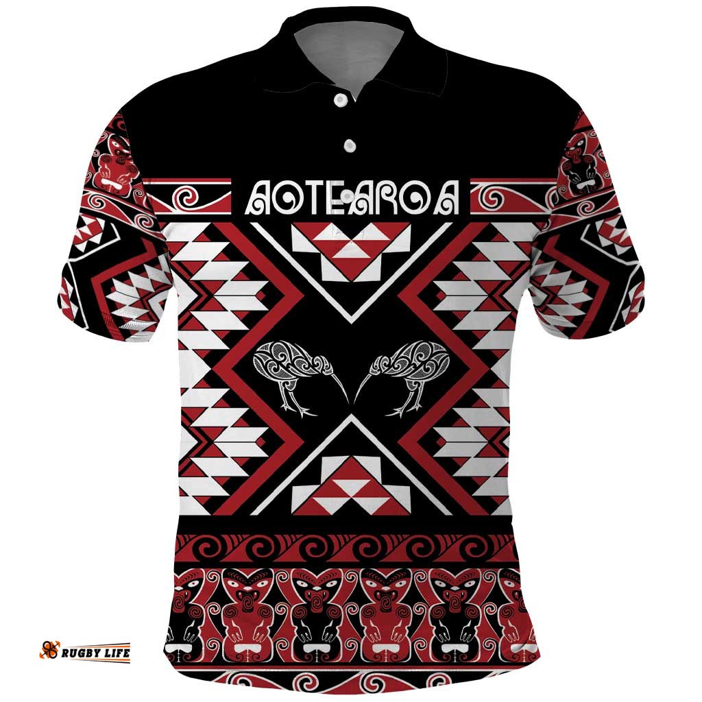 Personalised Taniko Motifs Aotearoa Polo Shirt Waitangi Kowhaiwhai Kiwi LT7
