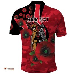 St Saints ANZAC Personalised Polo Shirt Lest We Forget Poppy Camo LT9
