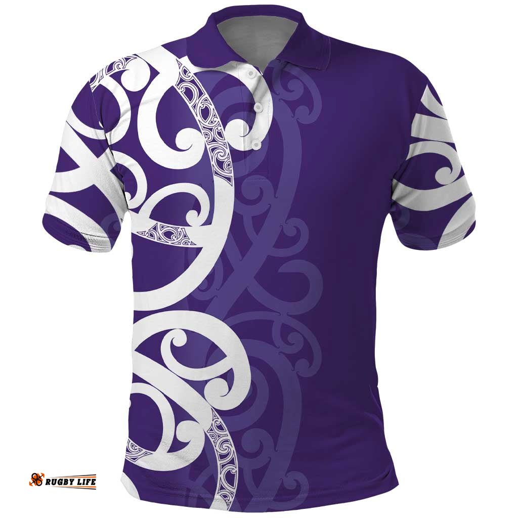 Violet Green Maori Polo Shirt Koru Kowhaiwhai LT7