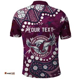 Personalized Manly Warringah Sea Eagles Polo Shirt Aboriginal Pattern with Graffiti Style Design TS04