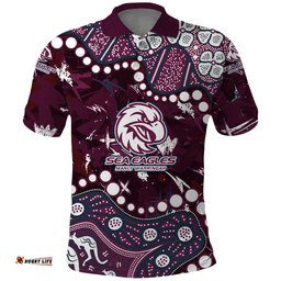 Personalized Manly Warringah Sea Eagles Polo Shirt Aboriginal Pattern with Graffiti Style Design TS04