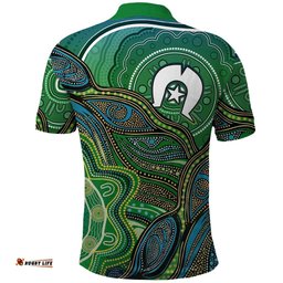 Torres Strait Islands Polo Shirt Indigenous Ocean Wave Dot Green Color TS04