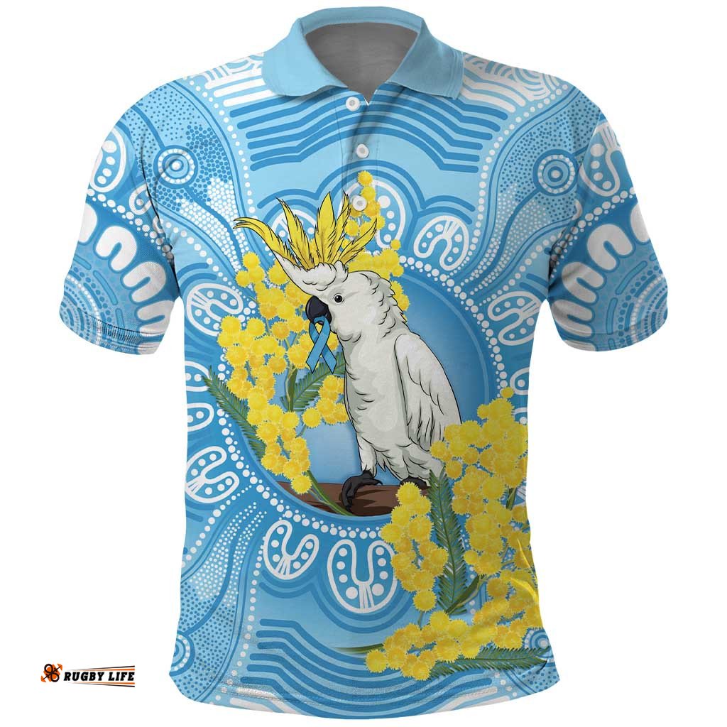 World Diabetes Day Australia Polo Shirt Yellow-crested Cockatoo Golden Wattle Aboriginal LT14