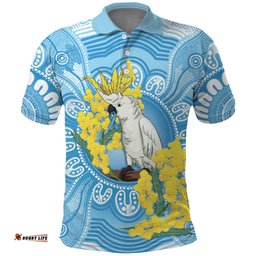 World Diabetes Day Australia Polo Shirt Yellow-crested Cockatoo Golden Wattle Aboriginal LT14