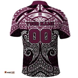 Personalized Manly Warringah Sea Eagles Polo Shirt Polynesian Tribal Pattern Style TS04