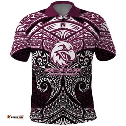 Personalized Manly Warringah Sea Eagles Polo Shirt Polynesian Tribal Pattern Style TS04
