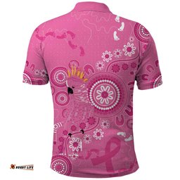 Pink Ribbon Australia Polo Shirt Breast Cancer Awareness Aboriginal Cacatua leadbeateri LT14