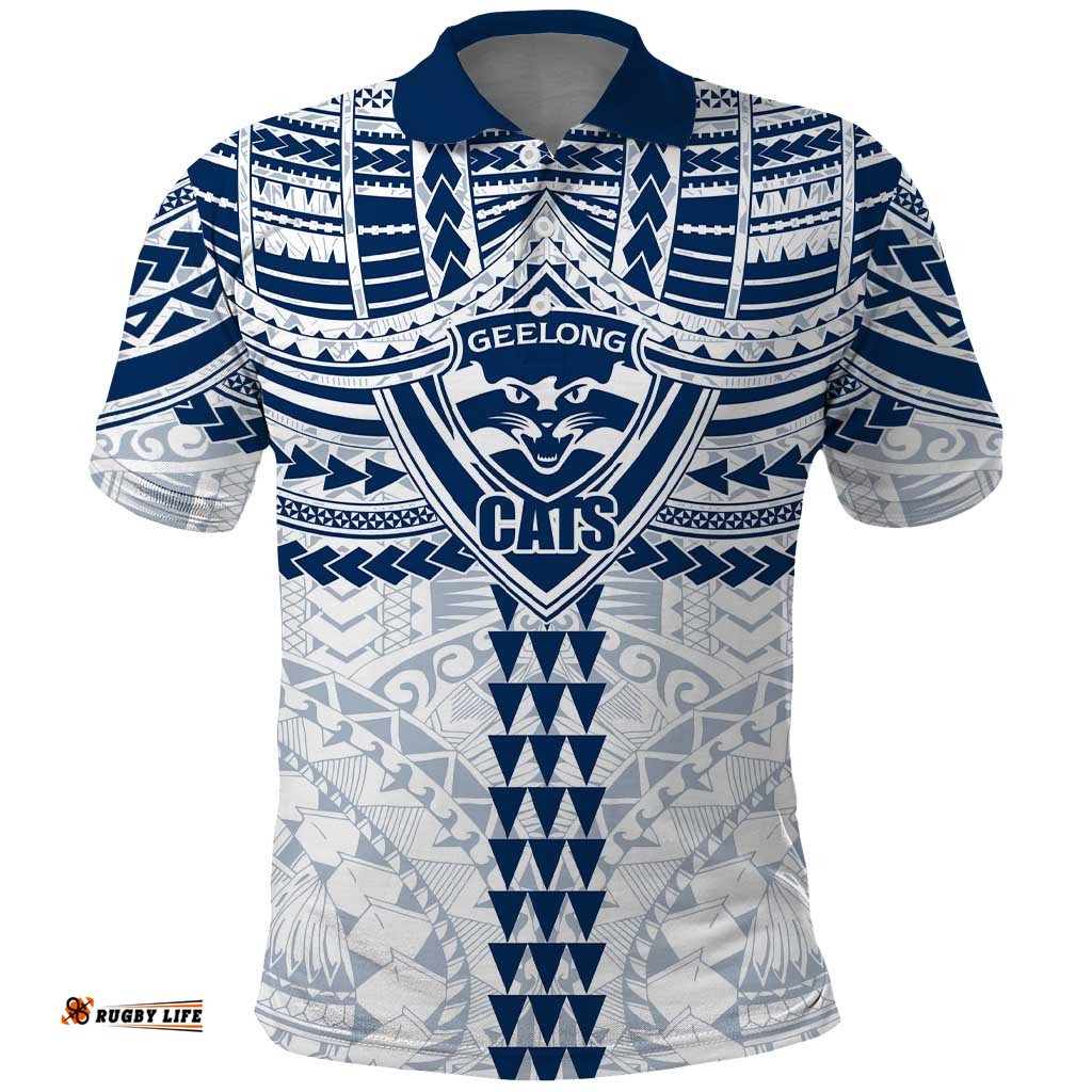Personalized Geelong Cats Polo Shirt Polynesian Tribal Pattern Heritage Football TS04