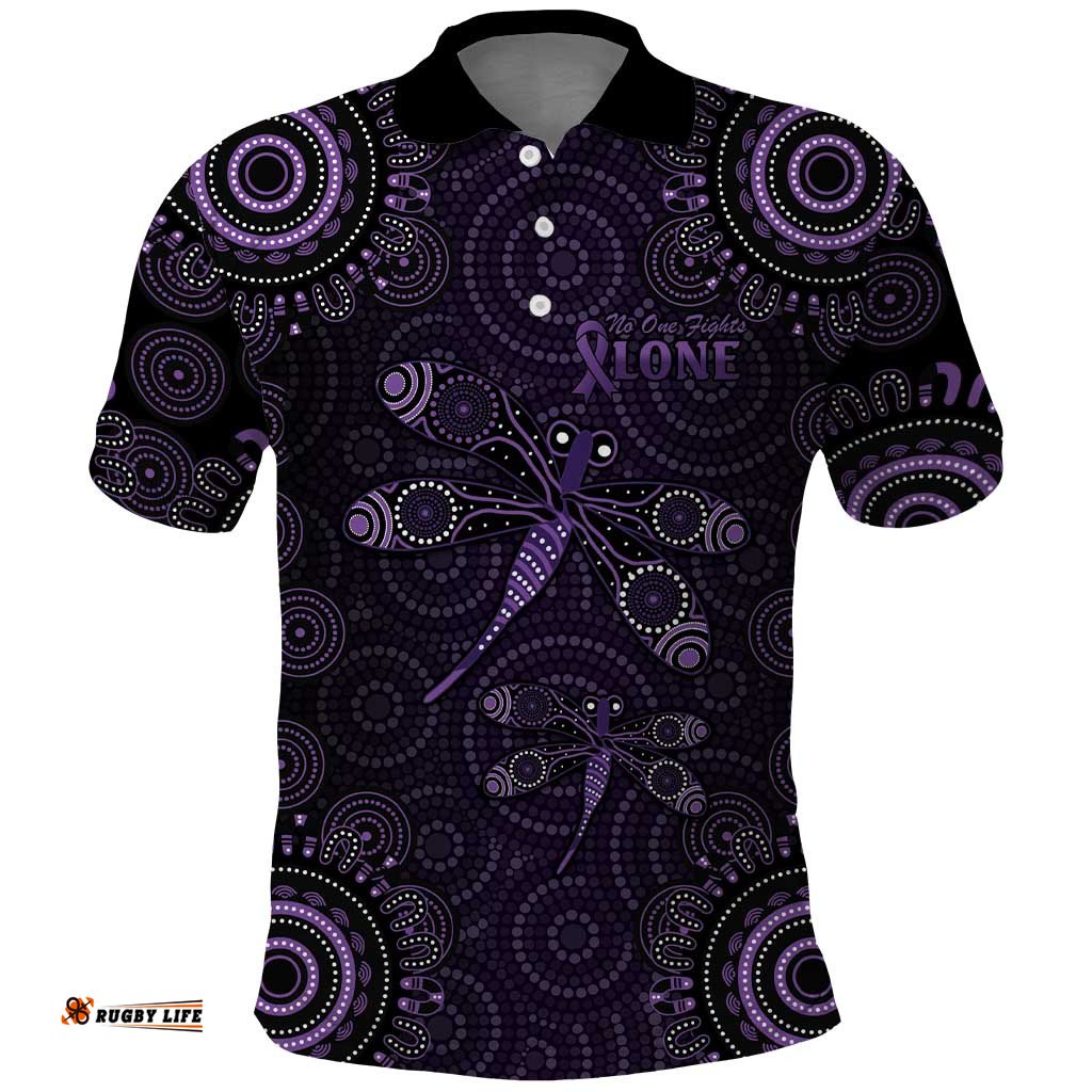 Purple Dragonfly Aboriginal of Hope Polo Shirt Australian Epilepsy Awareness LT9