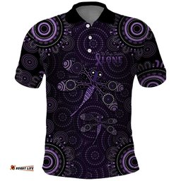 Purple Dragonfly Aboriginal of Hope Polo Shirt Australian Epilepsy Awareness LT9
