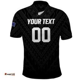 Custom Football New Zealand Polo Shirt Aotearoa United Black Version LT01