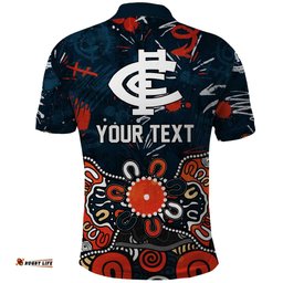 Personalized Carlton Blues Polo Shirt Aboriginal Dot Painting Graffiti Style TS04