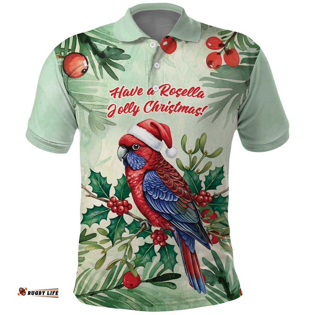 Watercolor Floral Crimson Rosella Polo Shirt Its Aussie Christmas Time! LT9