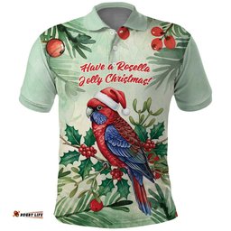 Watercolor Floral Crimson Rosella Polo Shirt Its Aussie Christmas Time! LT9