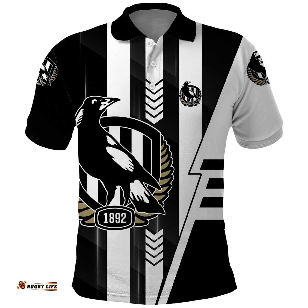 Personalized Collingwood Magpies Polo Shirt Modern Geometric Sports Graphic Style TS04