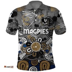 Personalized Collingwood Magpies Polo Shirt Aboriginal Dot Painting Graffiti Style TS04