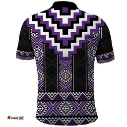 Purple Taniko Pattern Aotearoa Polo Shirt Niho Taniwha Mix Poutama LT14