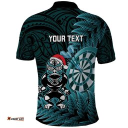 Personalised New Zealand Darts Christmas Polo Shirt Maori Fern Merry Dartsmas LT14