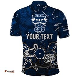 Personalized Geelong Cats Polo Shirt Aboriginal Dot Painting Graffiti Style TS04