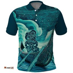 Personalised New Zealand Waitangi Day Polo Shirt Hei Tiki With Maori Waka - Whakarare Pattern LT14