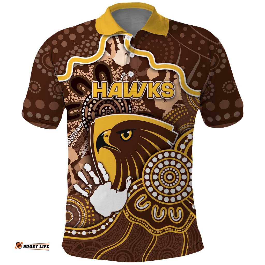 Custom Hawks Football Polo Shirt Aboriginal Dot Art Pattern DT05