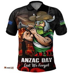 Canberra Raiders Polo Shirt Anzac Day Rising Dawn Ceremony Lest We Forget Courage