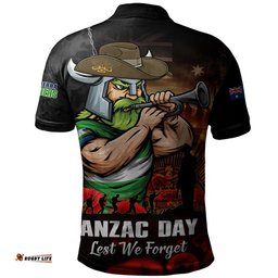 Canberra Raiders Polo Shirt Anzac Day Rising Dawn Ceremony Lest We Forget Courage