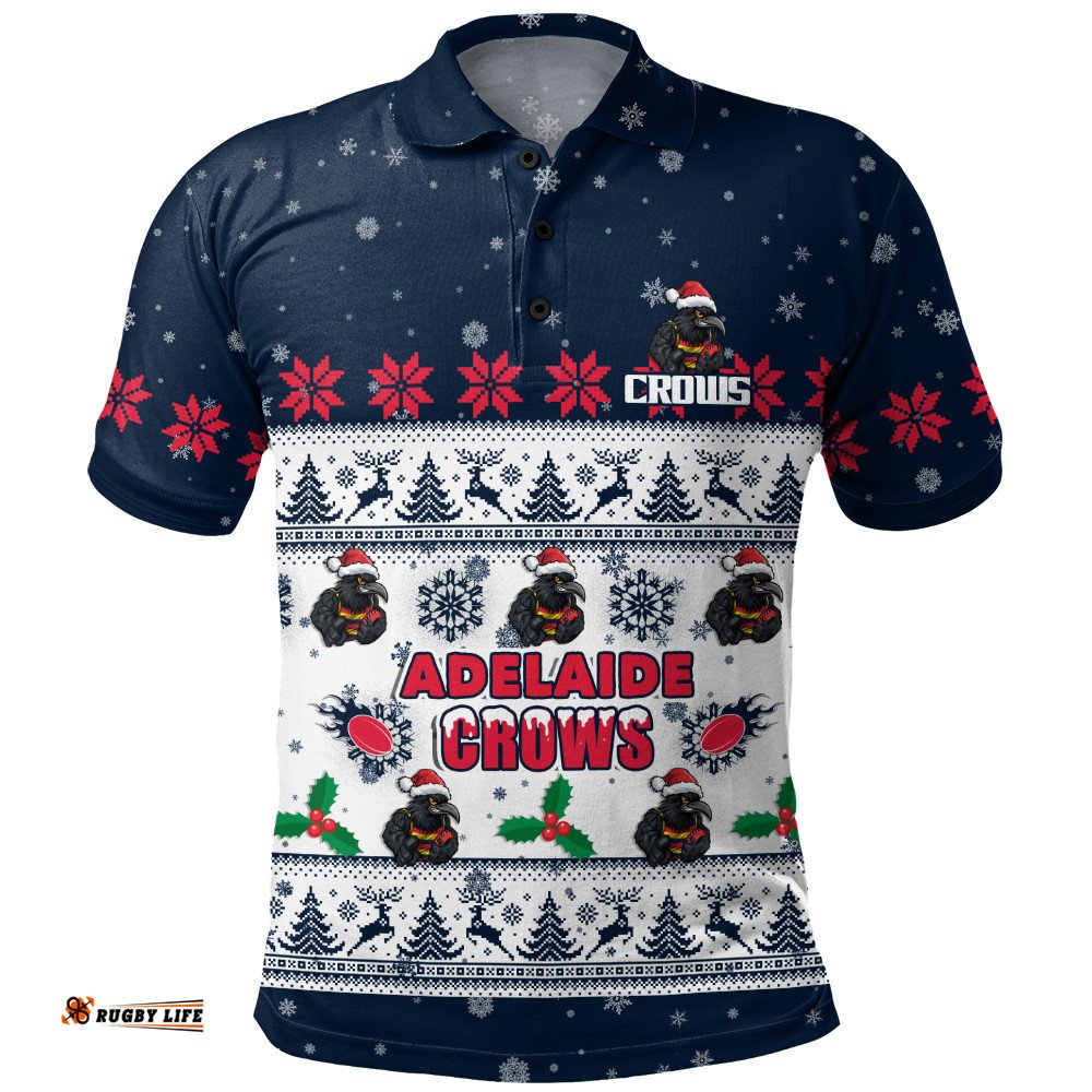 Adelaide Crows Polo Shirt Special Ugly Christmas Holiday Footy Fans