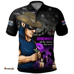 Carlton Polo Shirt Anzac Day In Memory Of Animals That Served