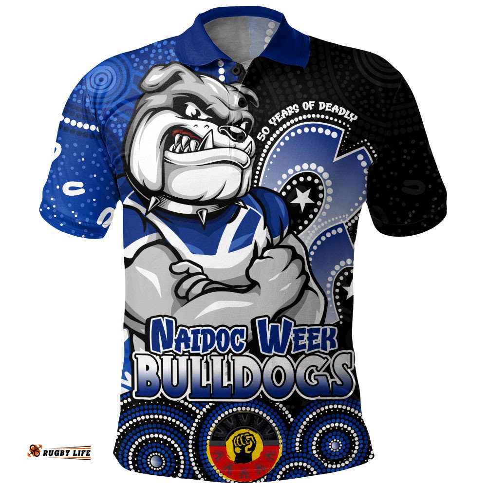 Canterbury-Bankstown Bulldogs Polo Shirt NAIDOC Week 50 Years Of Deadly Indigenous Pattern
